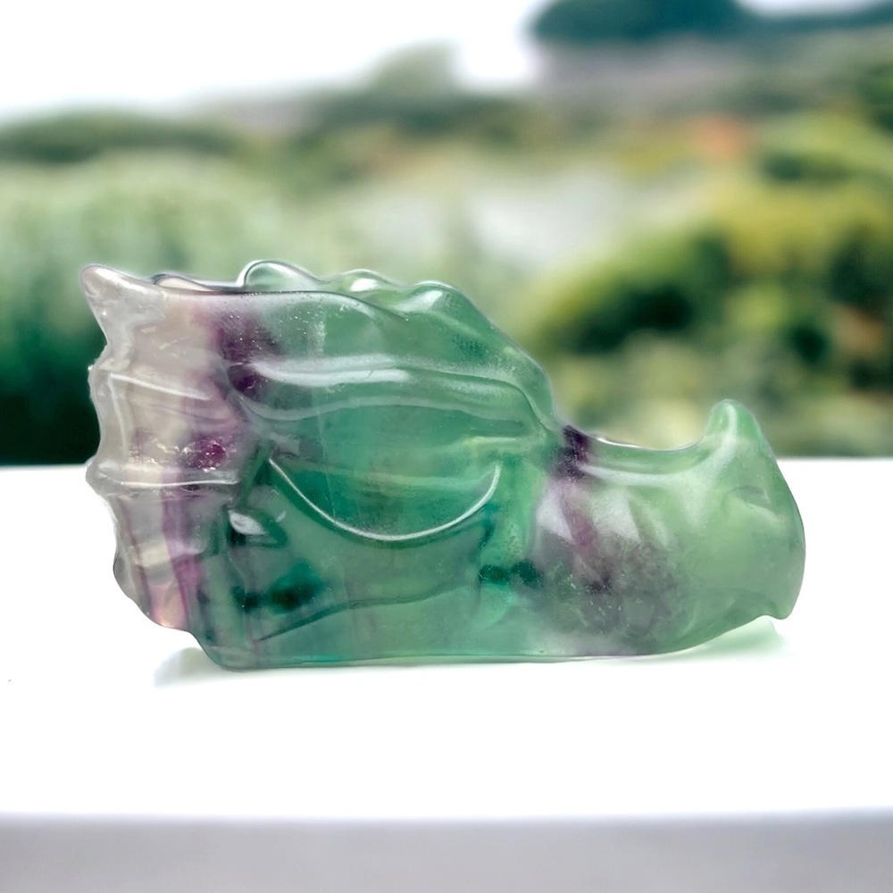 Rainbow Fluorite Large Dragon Hand Carved Crystal Gemstone